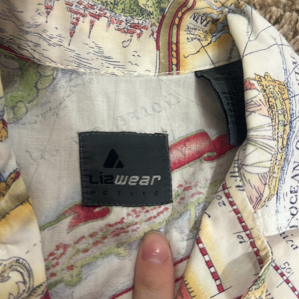 Vintage World Map Button Down - image 3